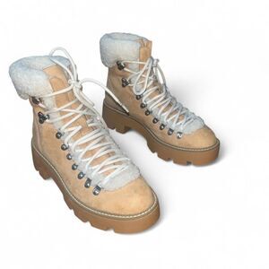 Cool Planet By Steve Madden Tan Suede Sherpa Lined Chunky Winter Boots SZ 8